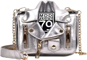 Women Crossbody Bags Chain Shoulder Jacket Bags Motorcycle Messenger Bag Leather Handbags for Girls Purse