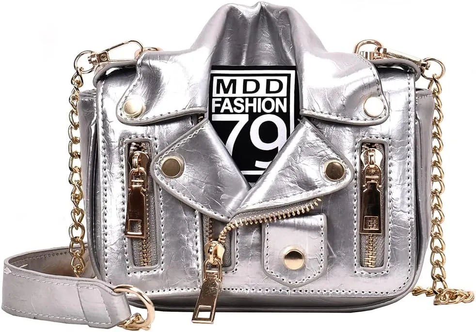 Women Crossbody Bags Chain Shoulder Jacket Bags Motorcycle Messenger Bag Leather Handbags for Girls Purse