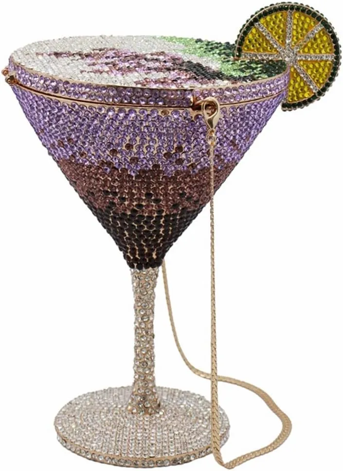 Women Goblet Rhinestone Evening Bag Cocktail Cup Diamond Clutch Funny Crystal Prom Handbag Wedding Purse for Party