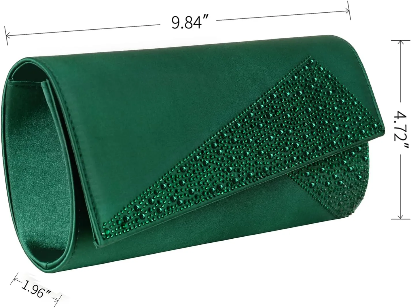 Women Satin Rhinestones Evening Bags Prom Bridal Clutch Purse Cross Body With Detachable Chain Strap