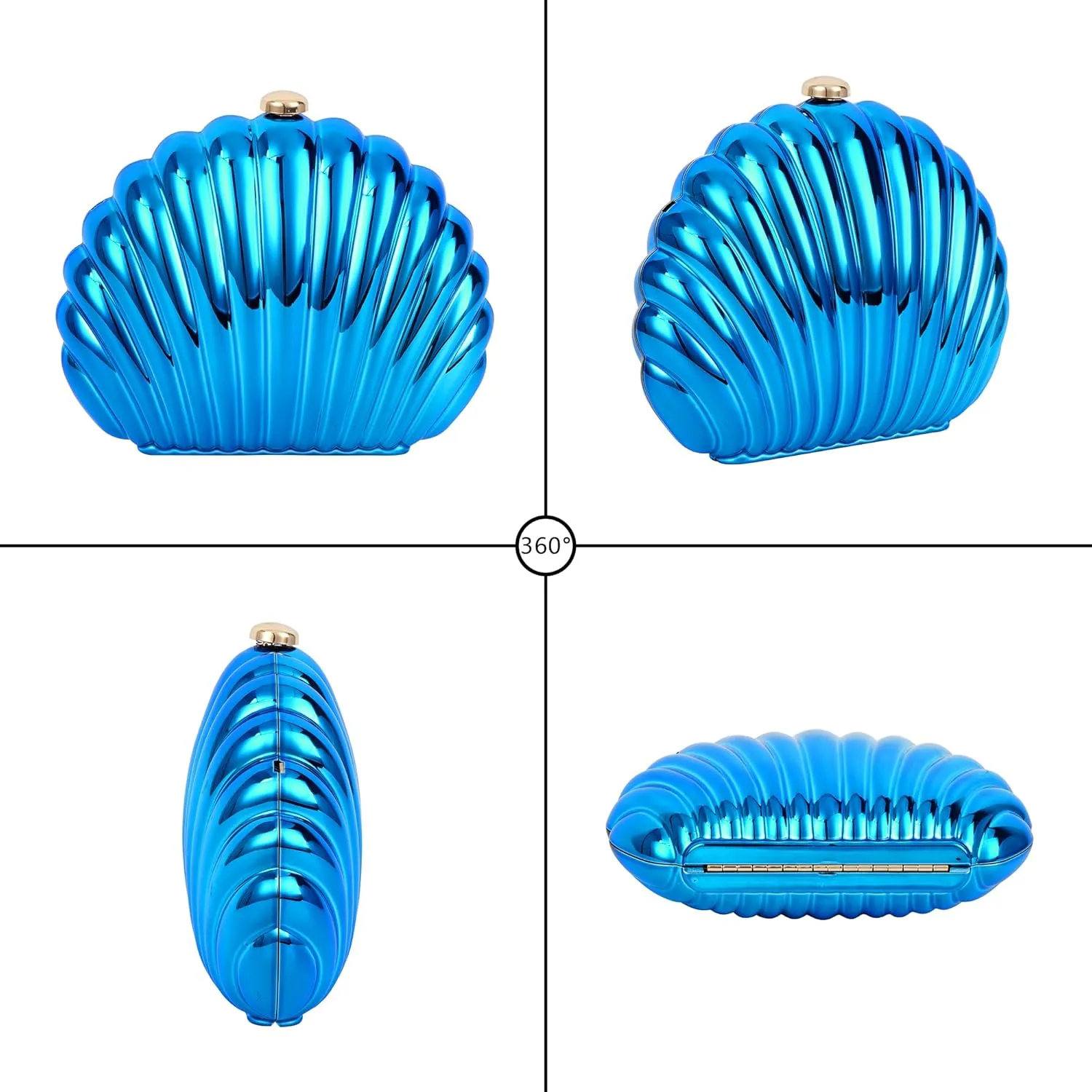 Women Seashell Evening Bag Purse Mermaid Chain Strap Clutch Handbag Shoulder Bag