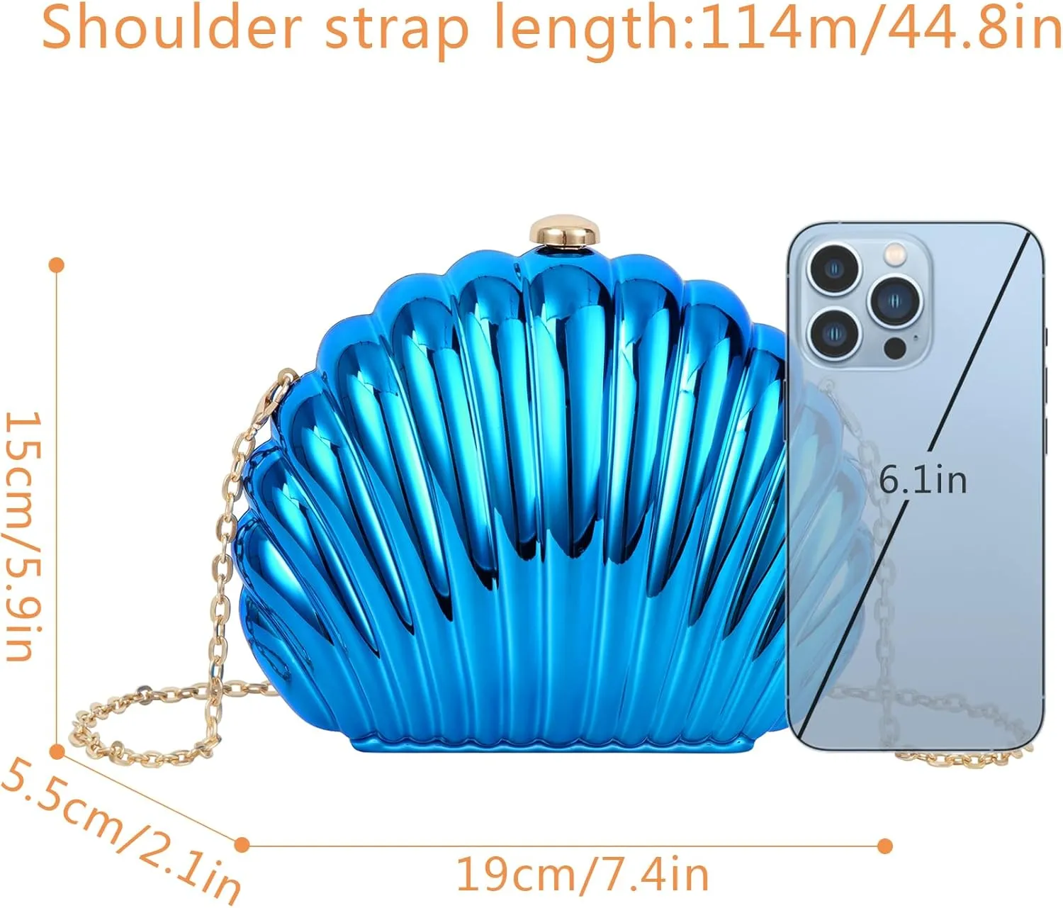 Women Seashell Evening Bag Purse Mermaid Chain Strap Clutch Handbag Shoulder Bag