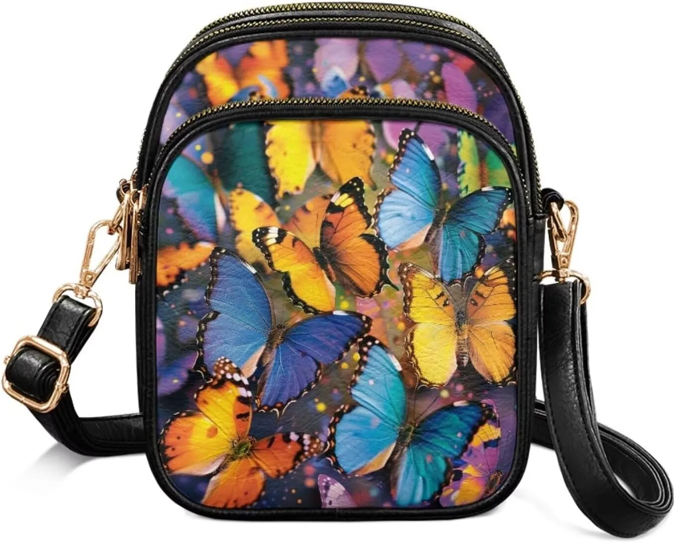 Women Small Crossbody Bags, PU Leather Crossbody Wallet Phone Bag, Mandala Floral Zip Around Travel Passport Wallet