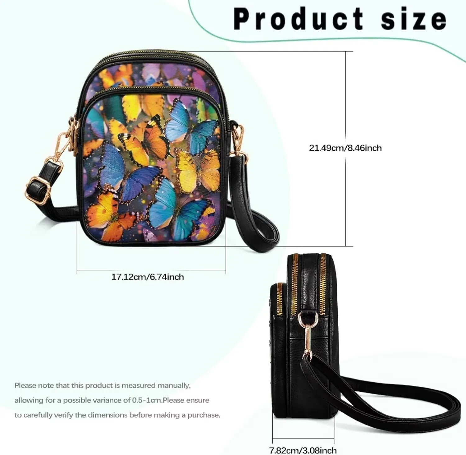 Women Small Crossbody Bags, PU Leather Crossbody Wallet Phone Bag, Mandala Floral Zip Around Travel Passport Wallet
