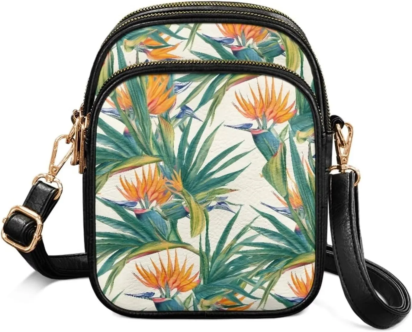 Women Small Crossbody Bags, PU Leather Crossbody Wallet Phone Bag, Mandala Floral Zip Around Travel Passport Wallet