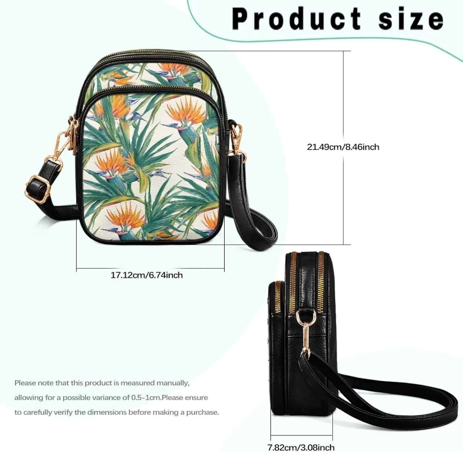 Women Small Crossbody Bags, PU Leather Crossbody Wallet Phone Bag, Mandala Floral Zip Around Travel Passport Wallet