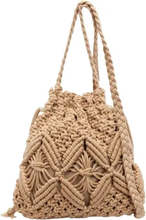 Women Straw Woven Crossbody Bag Hollow Out Tote Purse Summer Beach Messenger Bag For Travel Vacation