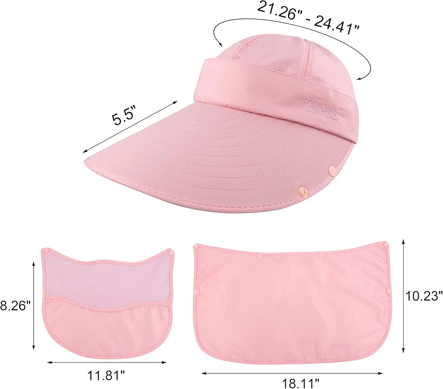 Women Sun Wide Brim UV Protection Fishing Hats Foldable Ponytail Summer Hat with Detachable Flap