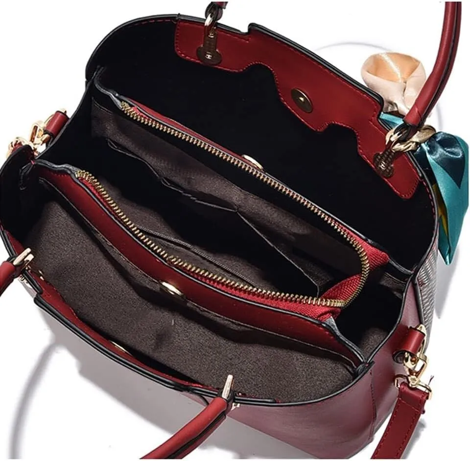 Women Tote Bag PU Braided Handbag Bow Ribbon Pearl Embellished Tote Top Handle Crossbody Bags with Detachable Shoulder Strap