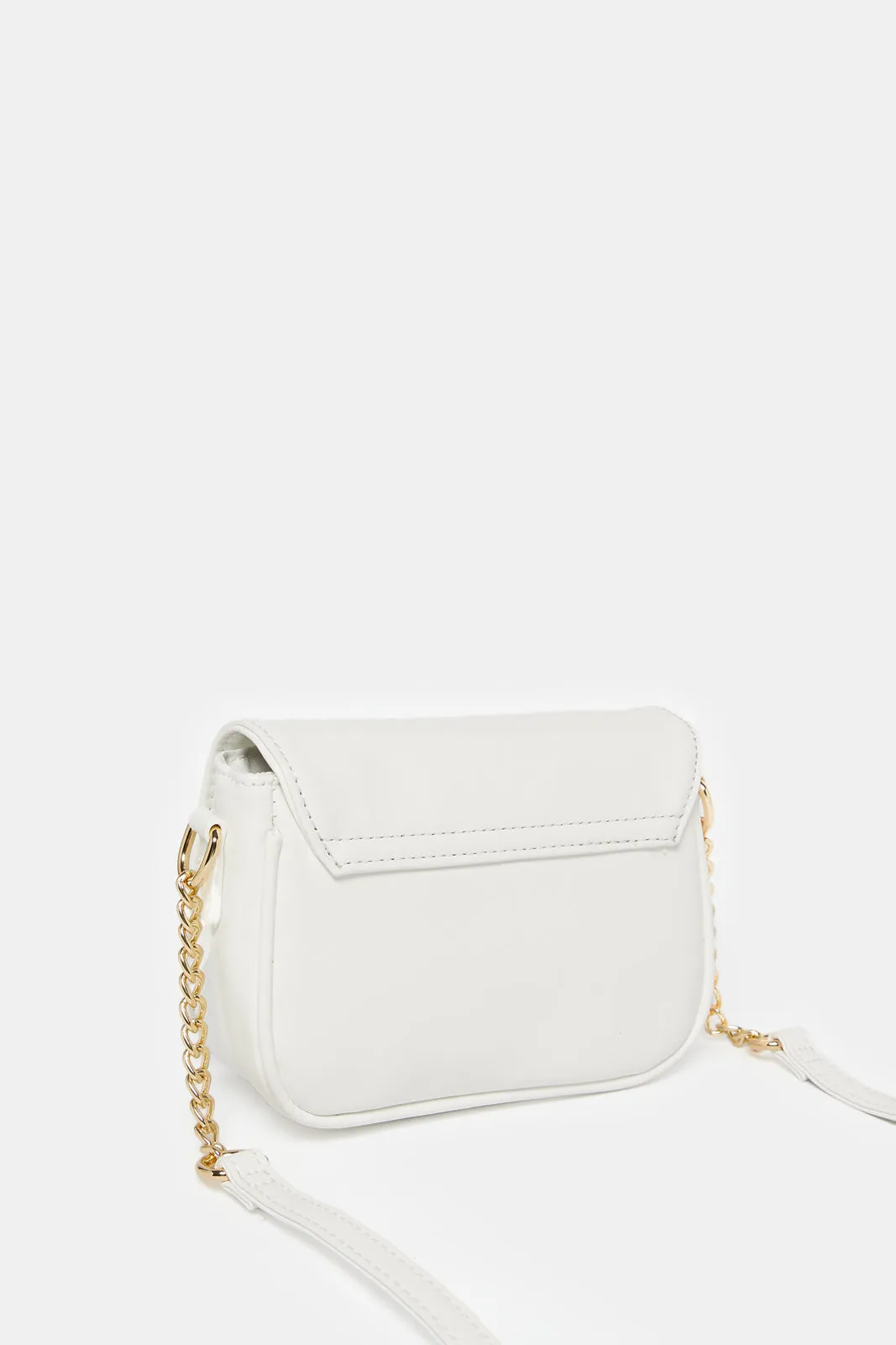 Women White Embellished Crossbody Bag