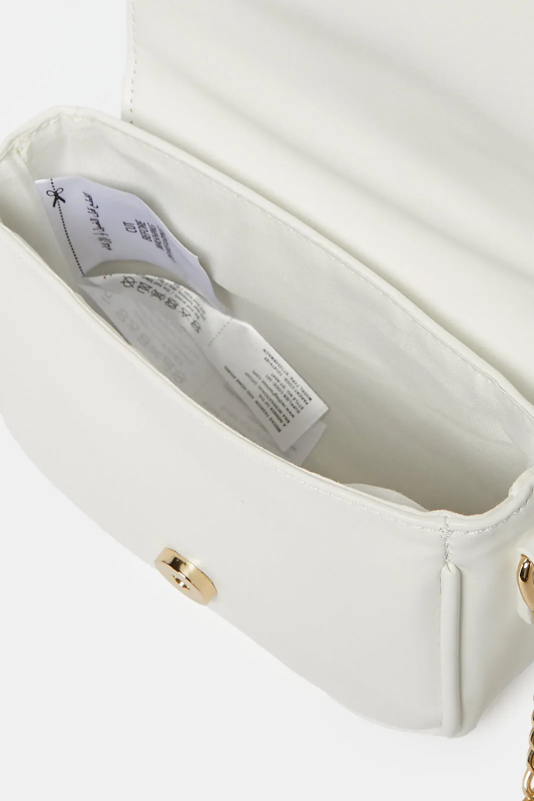 Women White Embellished Crossbody Bag