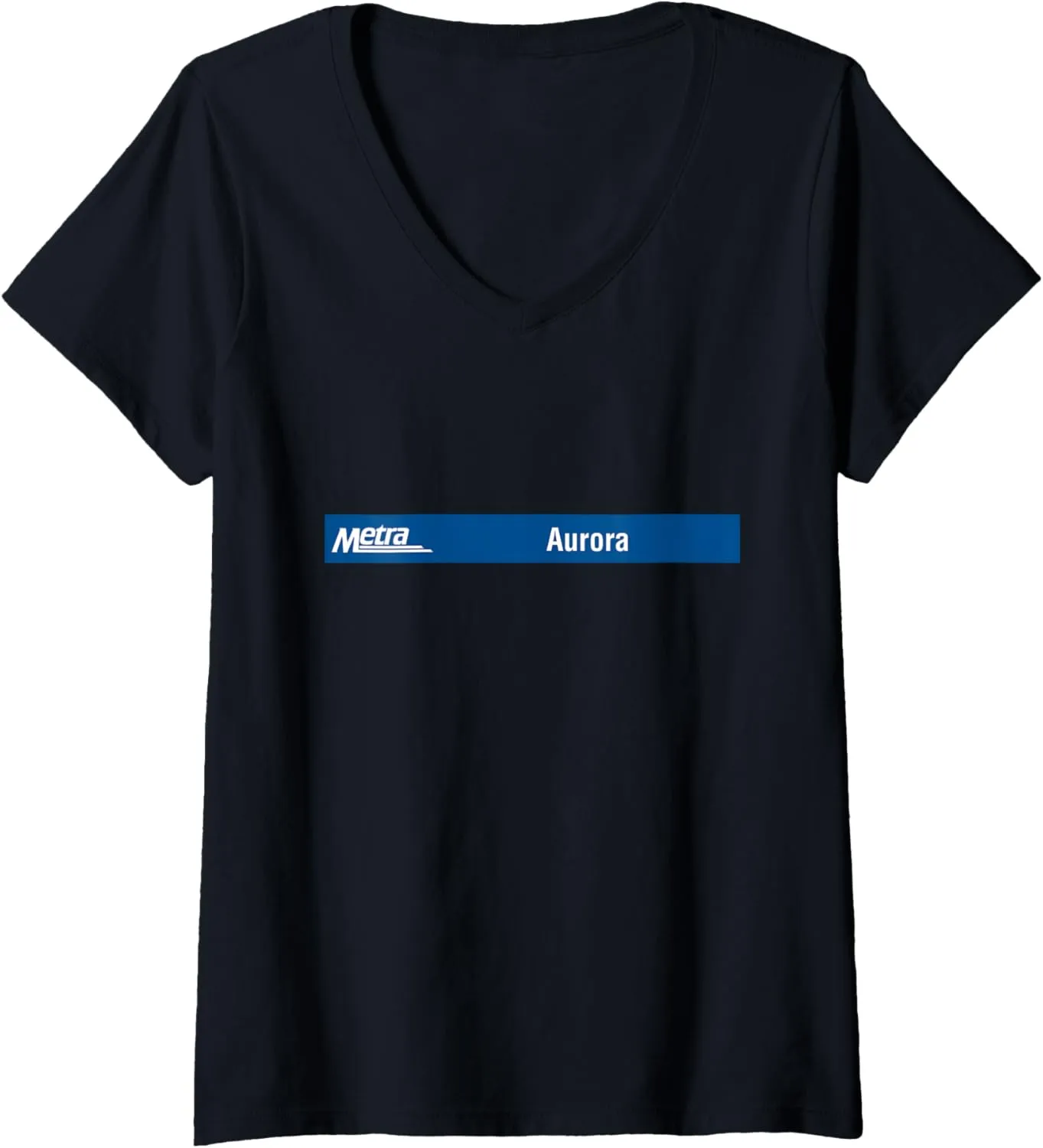 Womens Aurora (BNSF) Metra Sign V-Neck T-Shirt