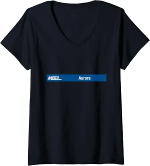 Womens Aurora (BNSF) Metra Sign V-Neck T-Shirt