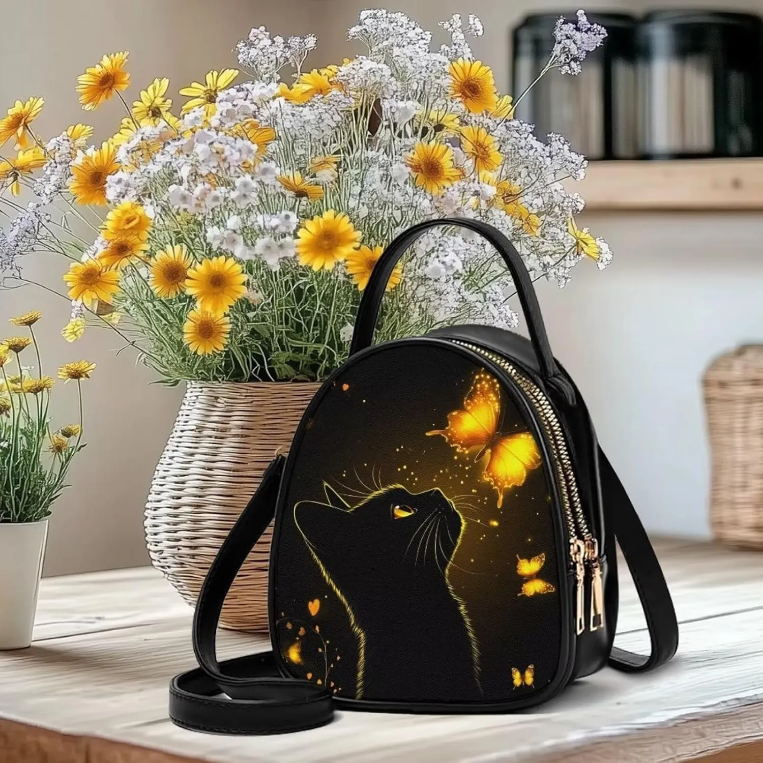 Womens Crossbody Bag Small Double Layer Purses for Women Shoulder Bag Trendy with Zipper Closure
