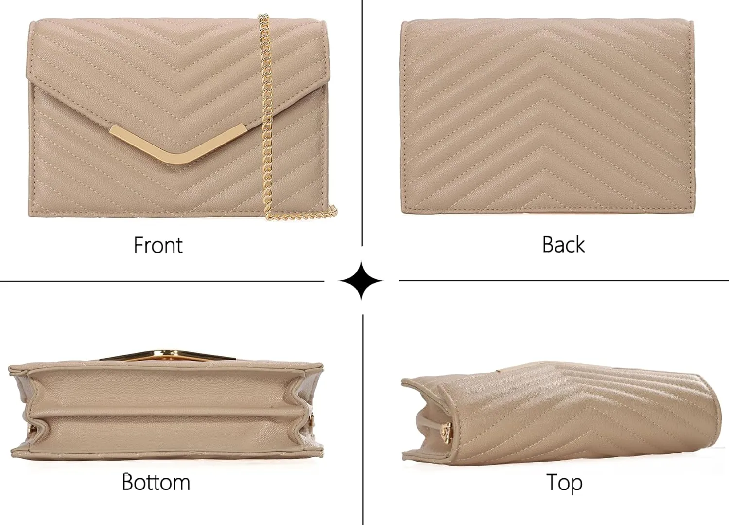 Women's Crossbody Bag - Vegan Leather Quilted Shoulder Purse,Detachable Chain Strap&Multi-Pockets for Everyday Use