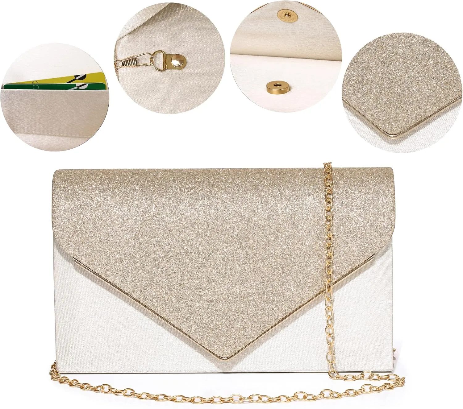 Women's Evening Bag Party Clutches Wedding Purses Cocktail Prom Handbags Satin and flash stitching Glittering