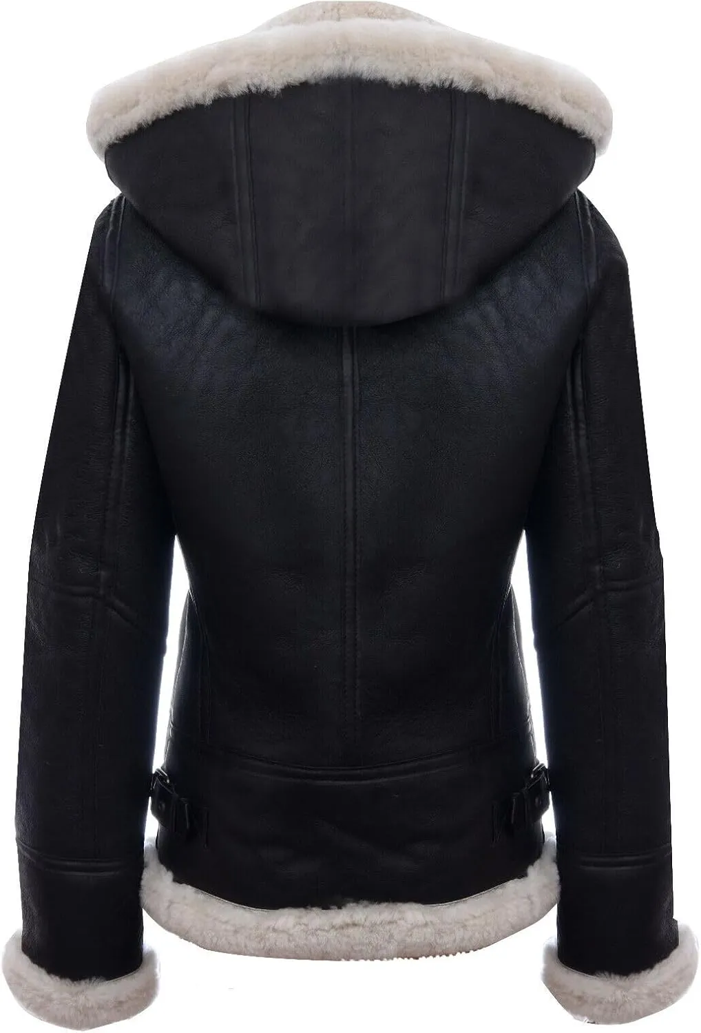 Womens Hooded Sheepskin Jacket B3 Flying Leather RAF Aviator Pilot