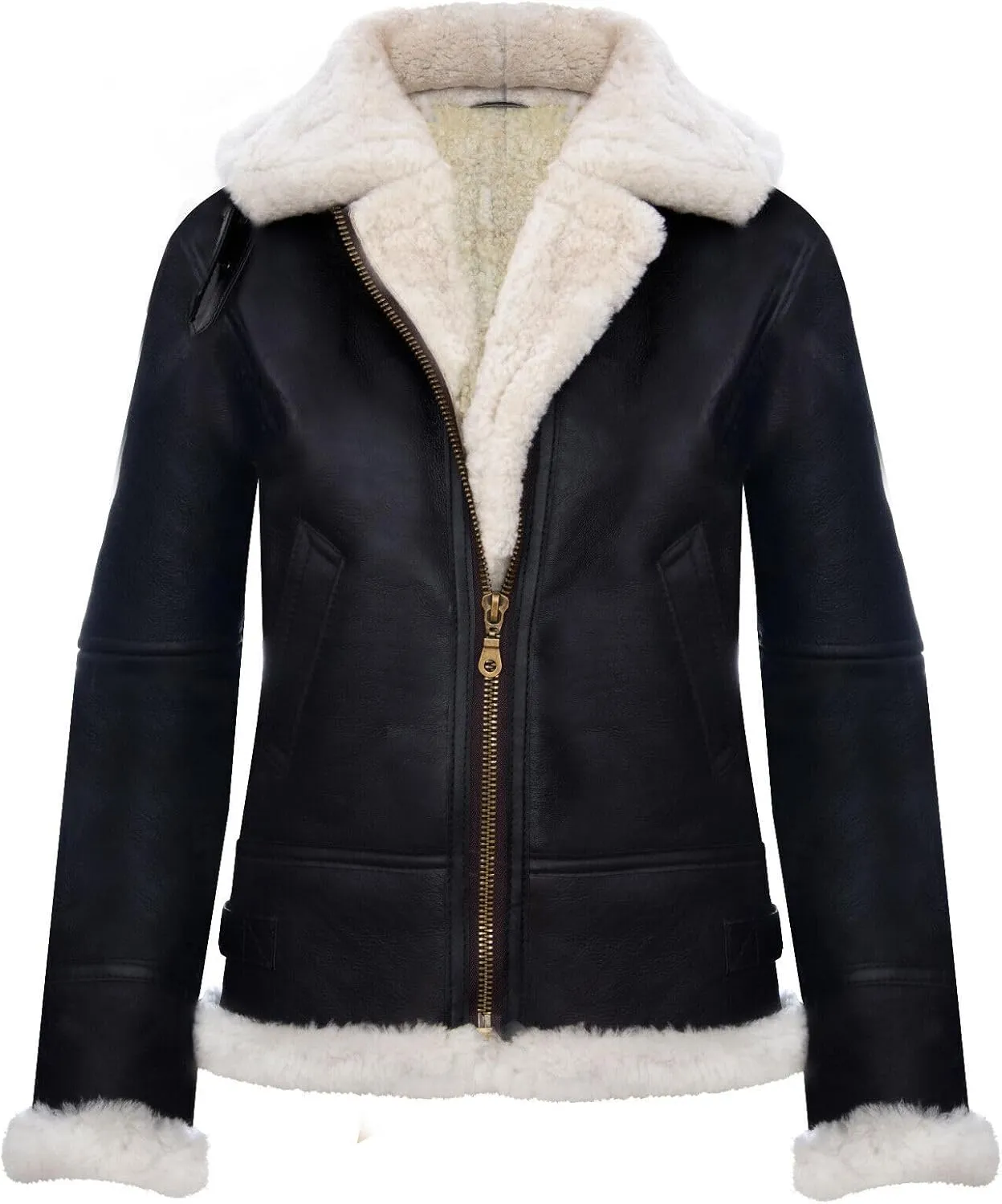 Womens Hooded Sheepskin Jacket B3 Flying Leather RAF Aviator Pilot