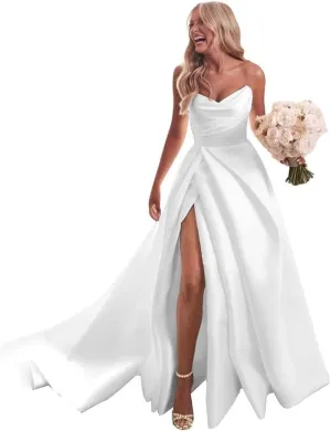 Women's Lace Applique Mermaid Wedding Dresses for Bride Beach Boho Wedding Bridal Gowns
