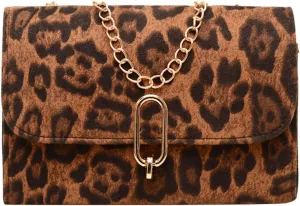Women's Leopard Flap Y2K Shoulder Handbags Chain Strap Small Crossbody Bags Vintage Purse