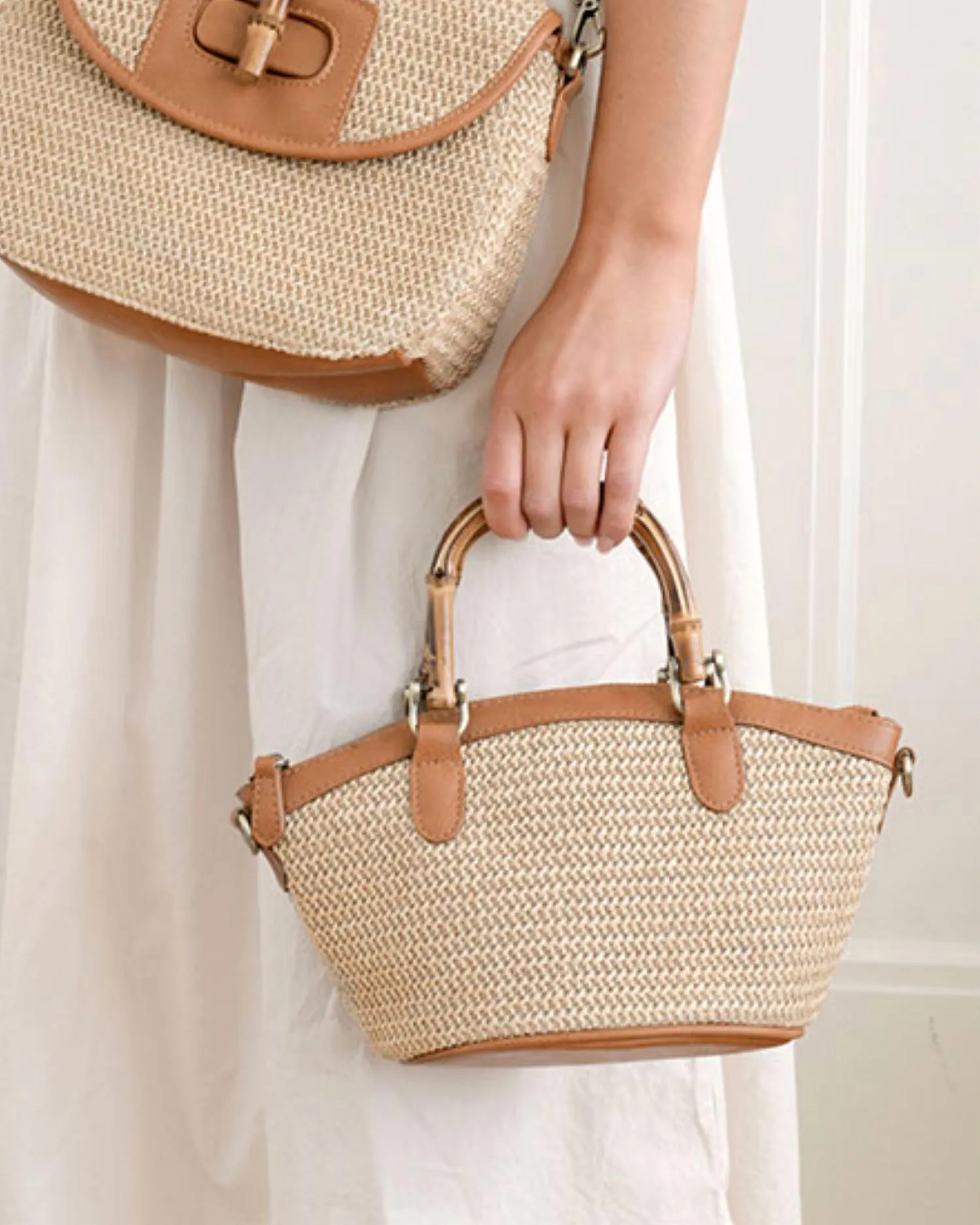 Women's Millie Basket Crossbody Bag In Natural Straw