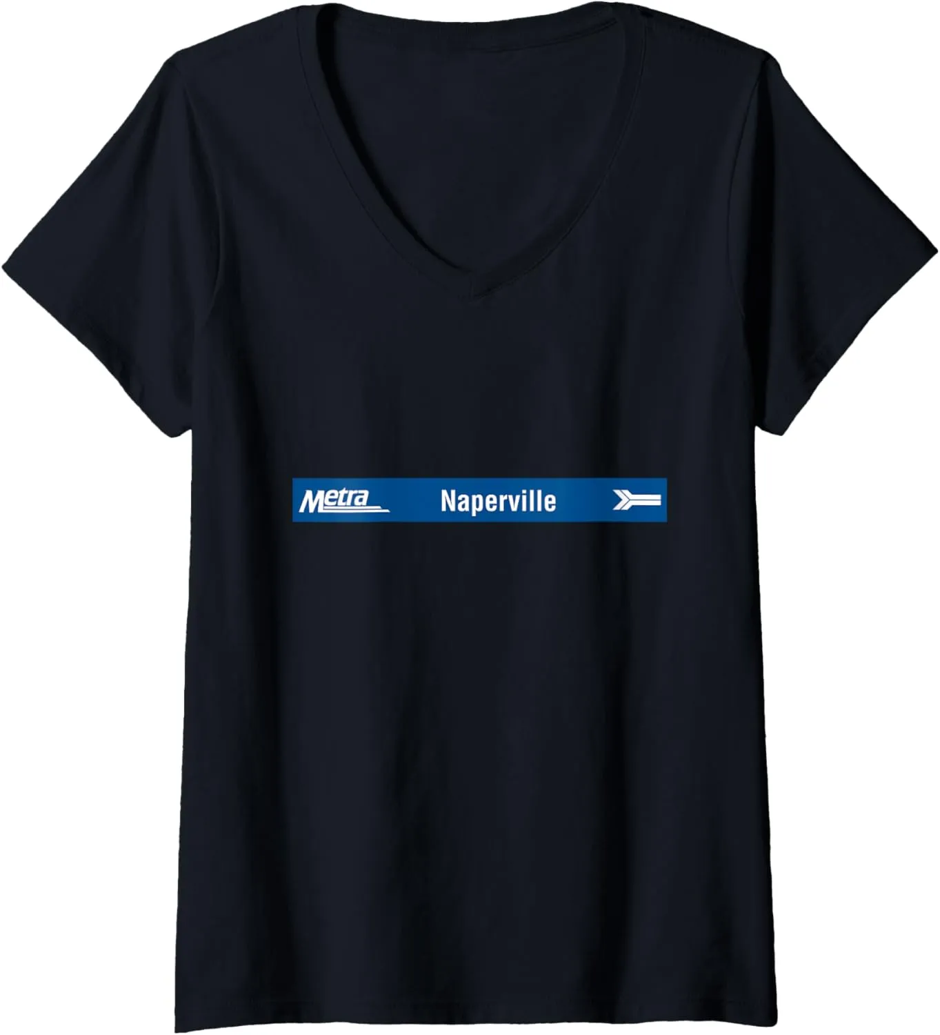Womens Naperville (BNSF) Metra Sign V-Neck T-Shirt