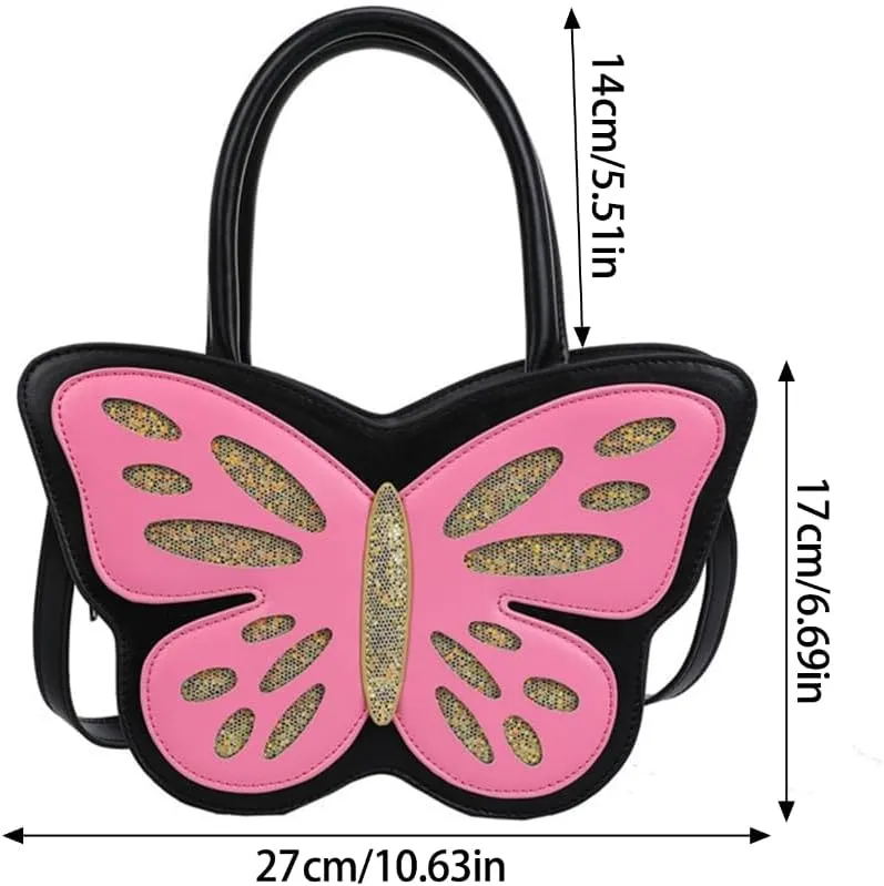 Womens PU 1eather Shoulder Bag Butterf1y Shape Messenger Bag Trend Crossbody Bag