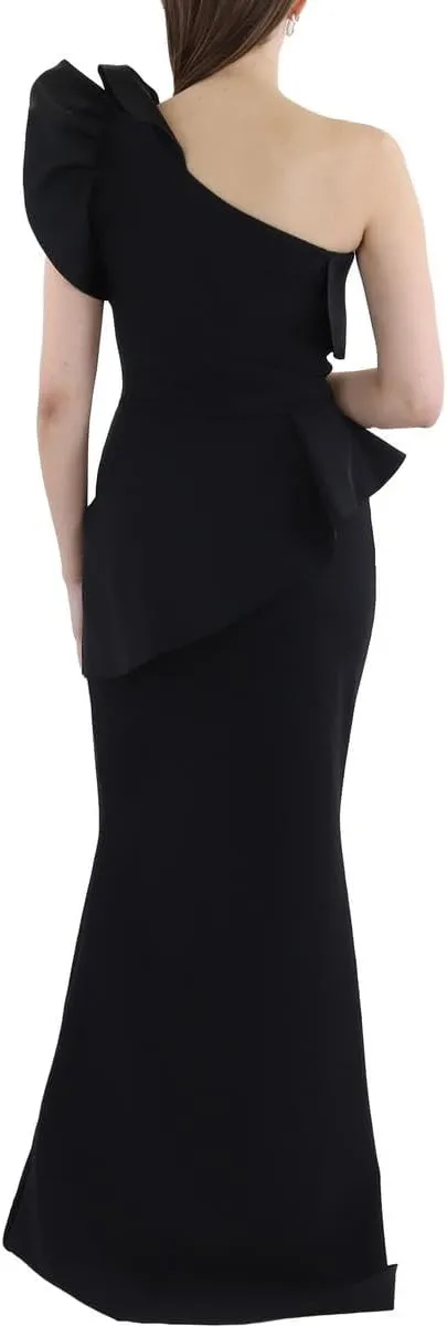 Womens Ruffled Nylon Evening Dress