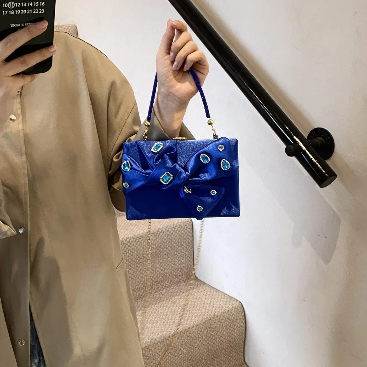 Women’s Satin Evening Bag Bow Handbag Purse Party Clutches Wedding Chain Shoulder Cross Body Bag