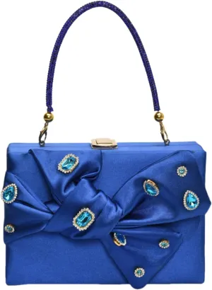 Women’s Satin Evening Bag Bow Handbag Purse Party Clutches Wedding Chain Shoulder Cross Body Bag