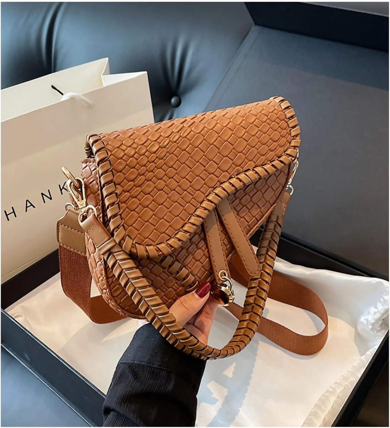 Women's Small Saddle Bag Crossbody Bag for Women Trendy Pursel Hobo Bag Shoulder Bag Satchel Handbag Purse (Brown)