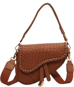 Women's Small Saddle Bag Crossbody Bag for Women Trendy Pursel Hobo Bag Shoulder Bag Satchel Handbag Purse (Brown)
