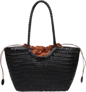 Women's Spring And Summer French Retro Tote Leather Woven Vegetable Basket Ins Irregular Shoulder Bag