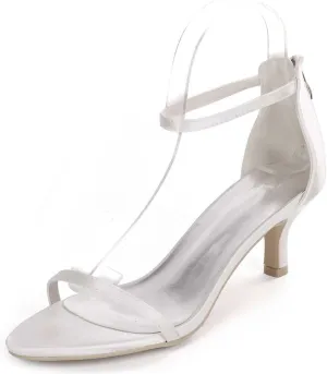 Womens Wedding Shoes Women's Wedding Shoes Peep Toe 2.36 Inches Stiletto Heel Zipper Satin Pumps with Imitation Flower Bridal Shoes Black(White,3.5 UK)