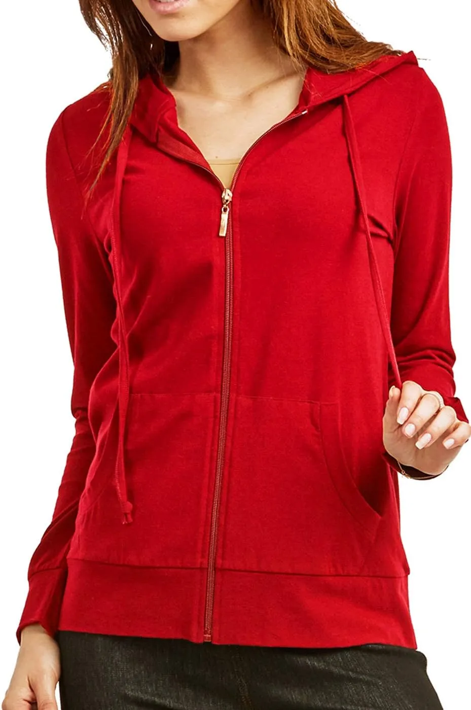 Women's Zip Up Cotton Light Hoodie Jacket