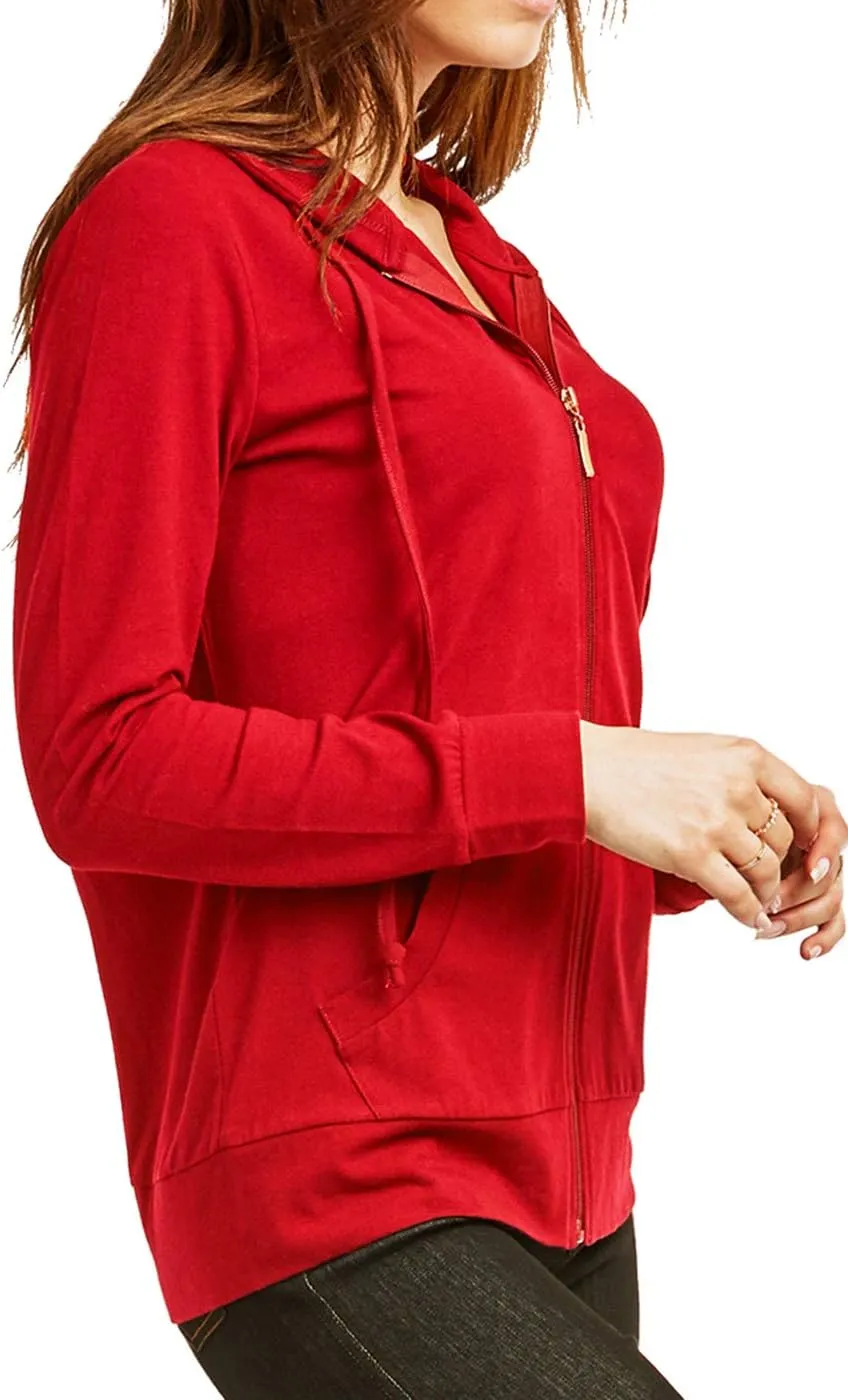Women's Zip Up Cotton Light Hoodie Jacket