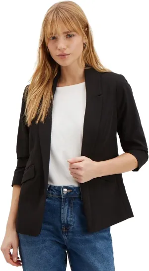 Womens/Ladies Ruched Blazer (6 US) (Black), Black, 6 US