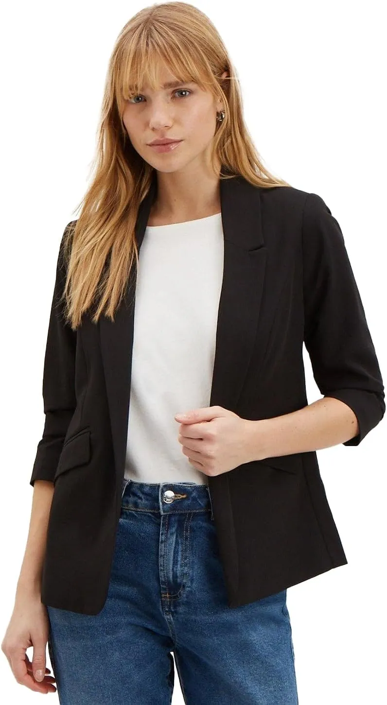 Womens/Ladies Ruched Blazer (6 US) (Black), Black, 6 US
