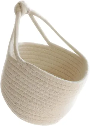 Woven Cotton Rope Hanging Basket Round Storage Organizer for Sundries Home Accessories Color Container for Toys and Decorative Use