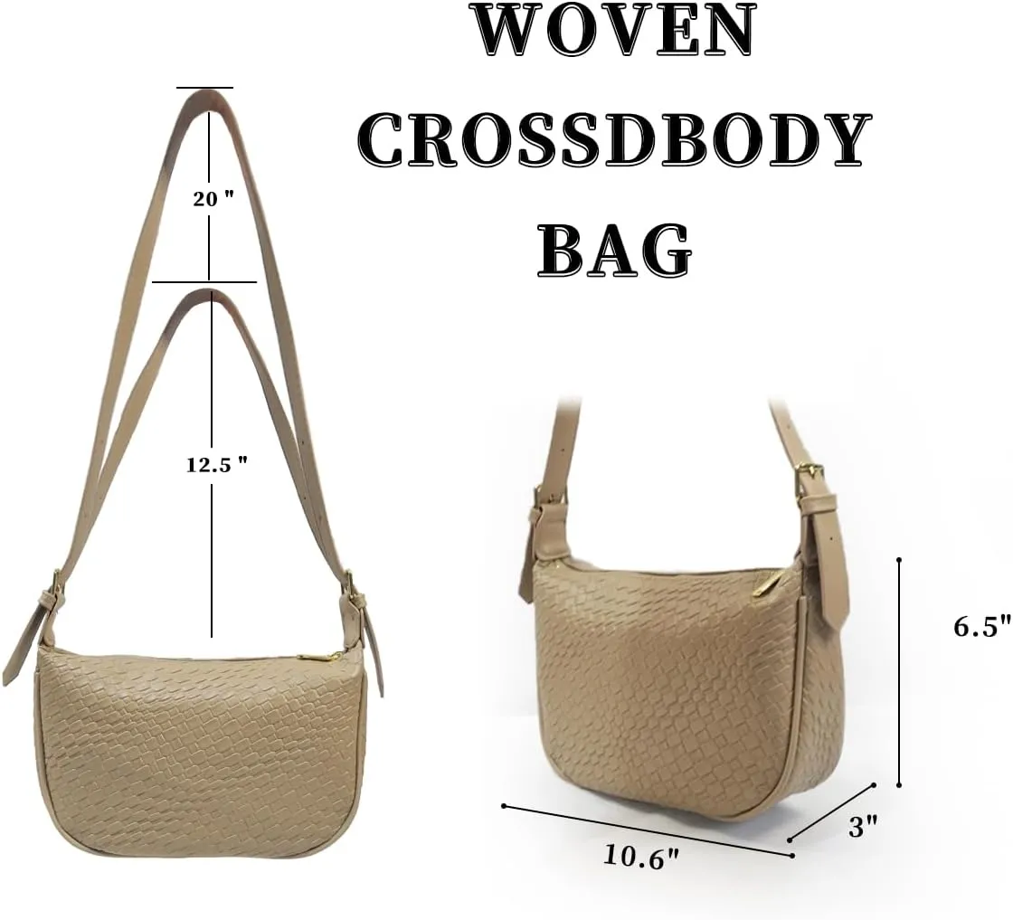Woven Crossbody Bags for Women Hobo Purses for Women，black shoulder bag with Adjustable Strap