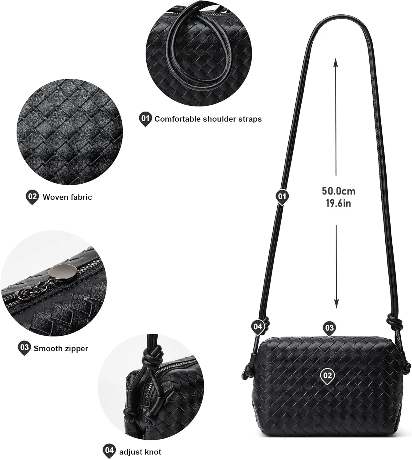 Woven Crossbody Bags for Women: Vegan Leather Purse - Handwoven Small Handbag- Trendy Shoulder Bag