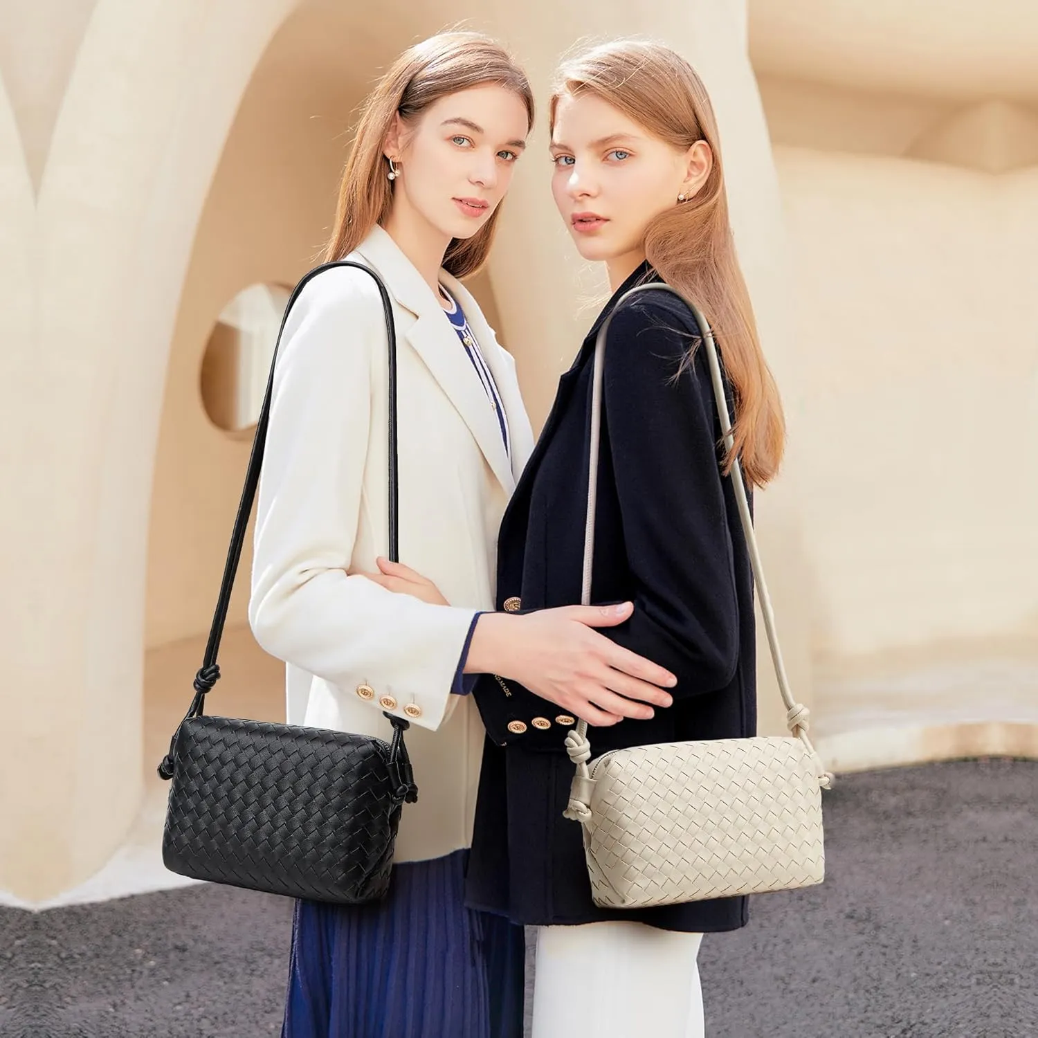 Woven Crossbody Bags for Women: Vegan Leather Purse - Handwoven Small Handbag- Trendy Shoulder Bag