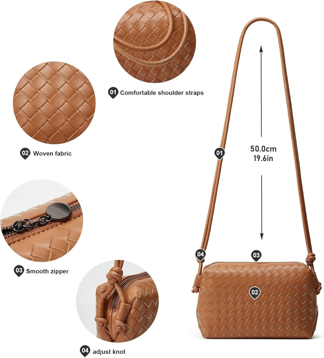 Woven Crossbody Bags for Women: Vegan Leather Purse - Handwoven Small Handbag- Trendy Shoulder Bag