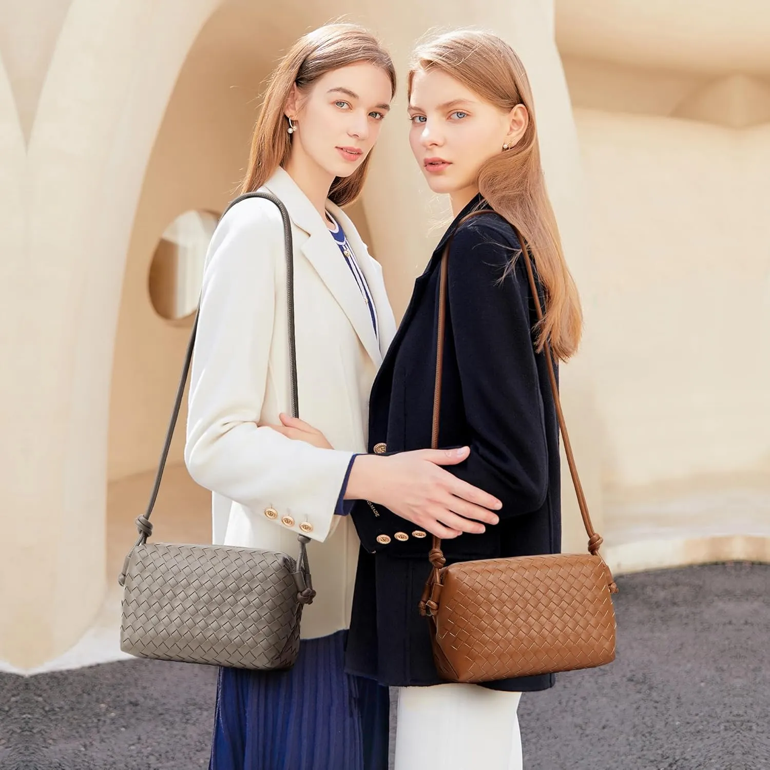 Woven Crossbody Bags for Women: Vegan Leather Purse - Handwoven Small Handbag- Trendy Shoulder Bag