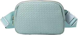 Woven Fanny Pack for Women Belt Bag with Zipper Crossbody Bags Waist Bag Sling Bag Handbag for Travel Running Hiking, Blue