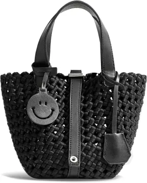 Woven Handbags for Women Top Handle Satchel Handbag Basket Bucket Bag Small Woven Tote Bag Hobo Purses