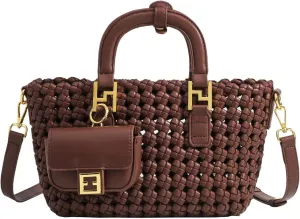 Woven Tote Bag For Women, Fashion Crossbody Shoulder Bag, Casual Top-handle Handbags, and Travel Purses Phone Bag