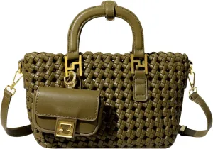 Woven Tote Bag For Women, Fashion Crossbody Shoulder Bag, Casual Top-handle Handbags, and Travel Purses Phone Bag