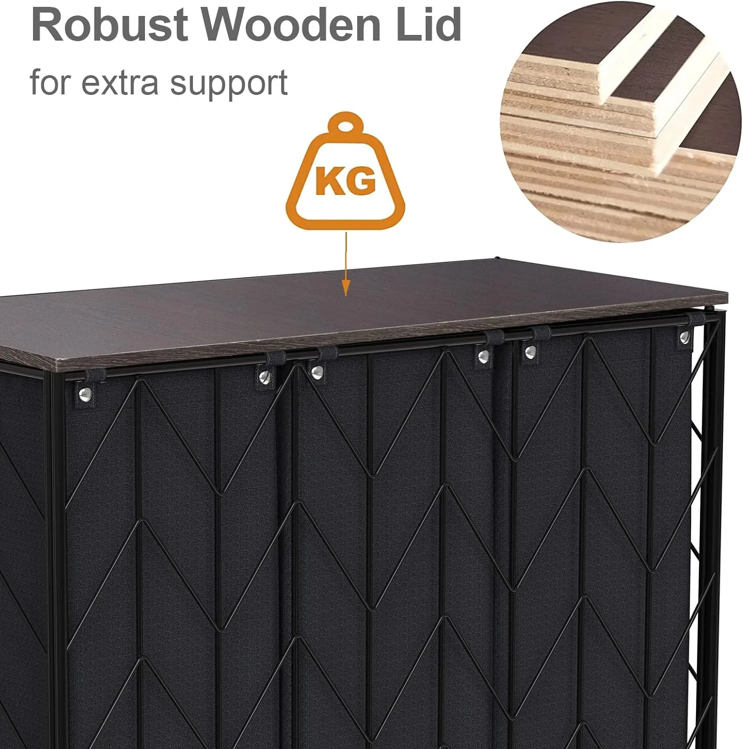 WOWLIVE Laundry Basket with Wheels, 142L Hamper 3 Section with Lid, Dirty Clothes Hamper with Removable Bags, Large Capacity Iron-Made Organizer Laundry Sorter for Dorm, Black