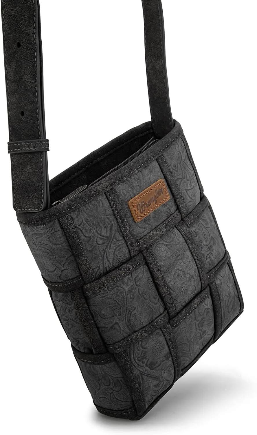 Wrangler Woven Crossbody Bag for Women Vintage Floral Tooled Cross Body Purse